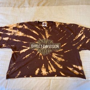 Oversized Cropped Harley Davidson tie dye tee